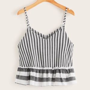 Shein Ruffle frill stripe babydoll tank
